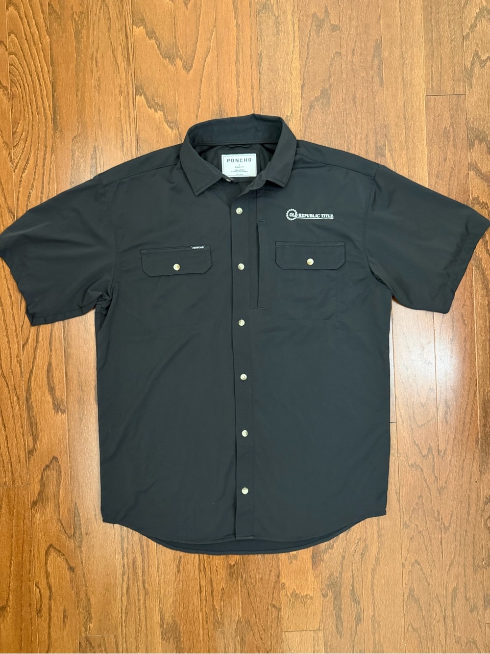 Poncho The Original The Burnt End Black Short-Sleeve Shirt Logo Size Medium